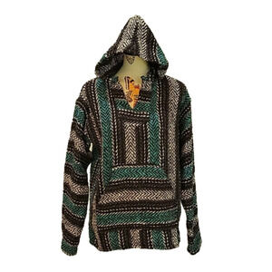 BAJA Joe tunic hoodie. Drug rug. Handmade with recycled yarn.  Size is small.